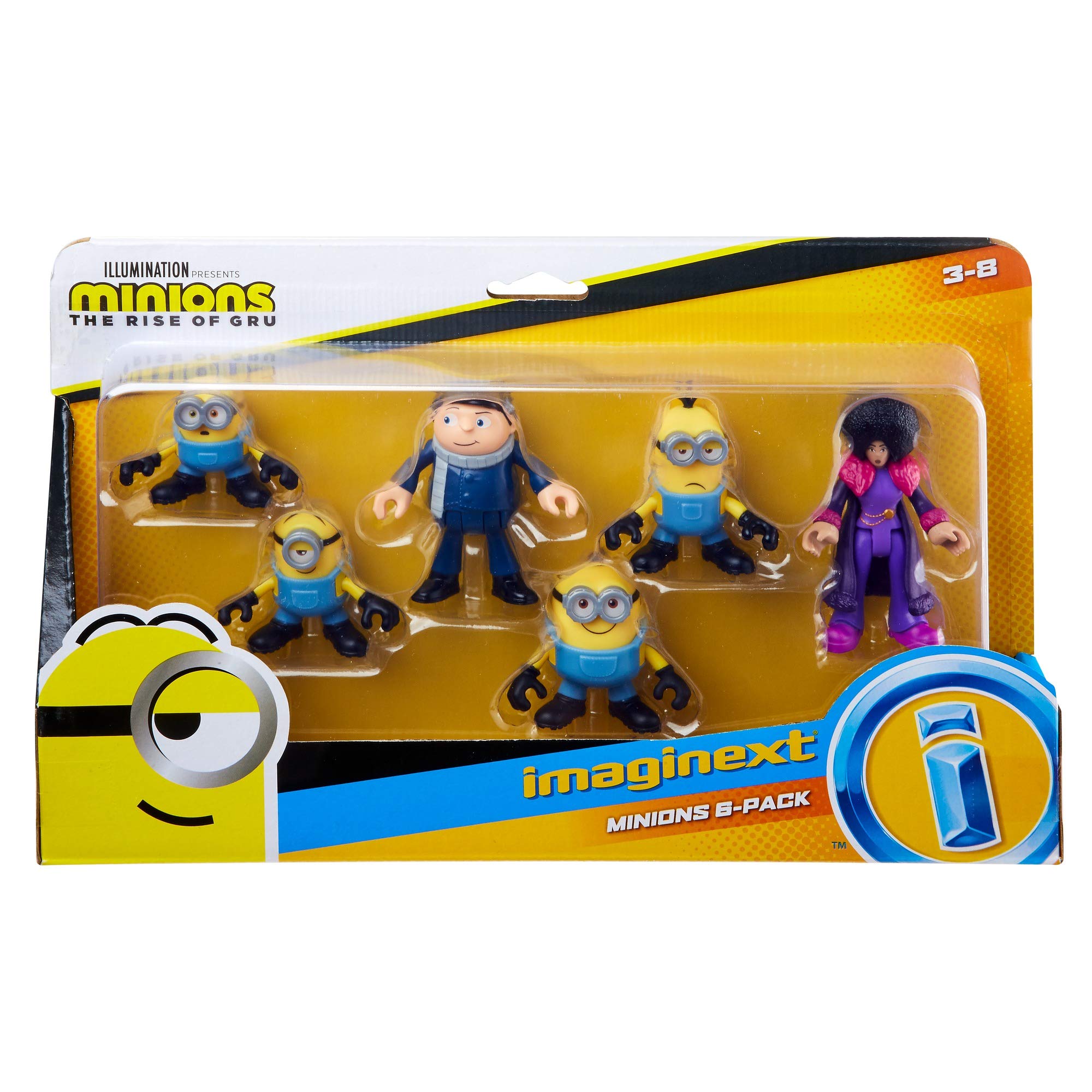 Imaginext Minions The Rise of Gru Figure Pack, Set of 6 Poseable Movie Characters for Preschool Kids Ages 3 and Up