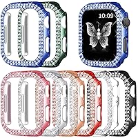 Bling Case Compatible with Apple Watch Series 9 8 7 45MM, Diamond Bumper Crystal Frame for iWatch 45mm Sparkling Rhinestone Smartwatch Accessories Protector Women Girls (8pack,Colorful)