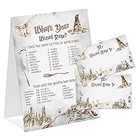 Wizard Theme What's You Wizard Name Game, Baby Shower Game Stickers, Birthday Game, Party Decoration, Activity Game for Office or Class, Package Contains 1 Sign and 30 Name Stickers(wyn15)