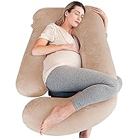 Cute Castle Pregnancy Pillows, Soft U-Shape Maternity Pillow with Removable Cover - Full Body Pillows for Adults Sleeping - Pregnancy Must Haves - Jumbo 57 Inch - Brown