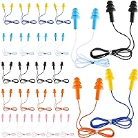 30 Pairs or 60 Pairs Corded Ear Plugs Silicone Waterproof Ear Plugs with Cords for Sleeping Snoring Swimming Shooting, Reusable Ear Plugs Noise Cancelling and Hearing Protection (30)