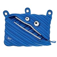 ZIPIT Monster Pencil Pouch for Boys | 3-Ring Binder Pencil Case | Large Capacity Pen Case for School (Blue)