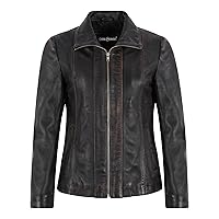 Women's Classic Black Vintage Leather Jacket Shirt Style Casual Fashion Jacket 880
