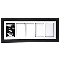[8x22bk-w] 5 Opening Glass Face Black Picture Frame Holds 4x6 Media with White Collage Mat