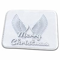 3dRose Merry Christmas with Angel Wings in Silver - Bathroom Bath Rug Mats (rug-236500-1)