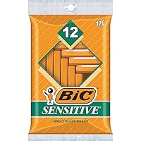 BIC Sensitive Men's Single Blade Disposable Razor, 12 count (Pack of 12)