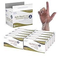 Dynarex Safe-Touch Vinyl Disposable Exam Gloves, Powder-Free, Food Safety and Compliance, Ambidextrous, Clear, Medium, 1 Case - 10 Boxes of 100 Safe-Touch Vinyl Disposable Exam Gloves