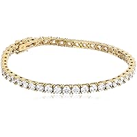 Amazon Collection Sterling Silver Tennis Bracelet set with Round Cut Infinite Elements Cubic Zirconia,