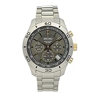 Seiko Chronograph Grey Dial Stainless Steel Mens Watch SSB057