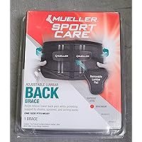 Mueller Adjustable Lumbar Back Brace, Black, One Size Fits Most, 1-Count Package
