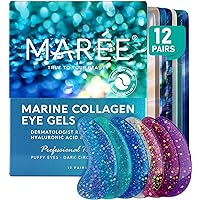 Maree Eye Gels - Pearl Eye Masks that Reduce Wrinkles, Puffy Eyes, Dark Circles, Eye Bags with Natural Marine Collagen, Hyaluronic HA - Anti Aging Under Eye Patches, Face Moisturizer Treatment