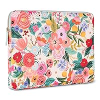 Rifle Paper Co. Laptop Sleeve 17” - Protective Laptop Sleeve with Padded Exterior, Satin Interior - Floral Laptop Cover For 15 - 17 Inch MacBook Pro/Air M3, HP, Asus, Dell, Acer - Garden Party Blush