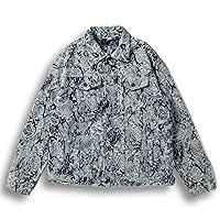 Flolong Jacquard Weave Ripped Distressed Denim Flower Jacket