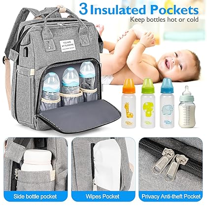MYMYTE Diaper Bag Backpack, Large Baby Diaper Bags for Boys Girls, Multifunction Portable Waterproof Travel Back Pack for Moms Dads, Baby Registry Search