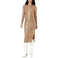 Anne Klein Women's Long Sleeve Mock Neck Fitted Midi Dress W/Side Slit