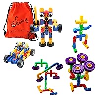 Skoolzy STEM Toys for Boys and Girls - Pipes & Joints and Kiklio STEM Toys - Building Blocks Construction Sets for Kids