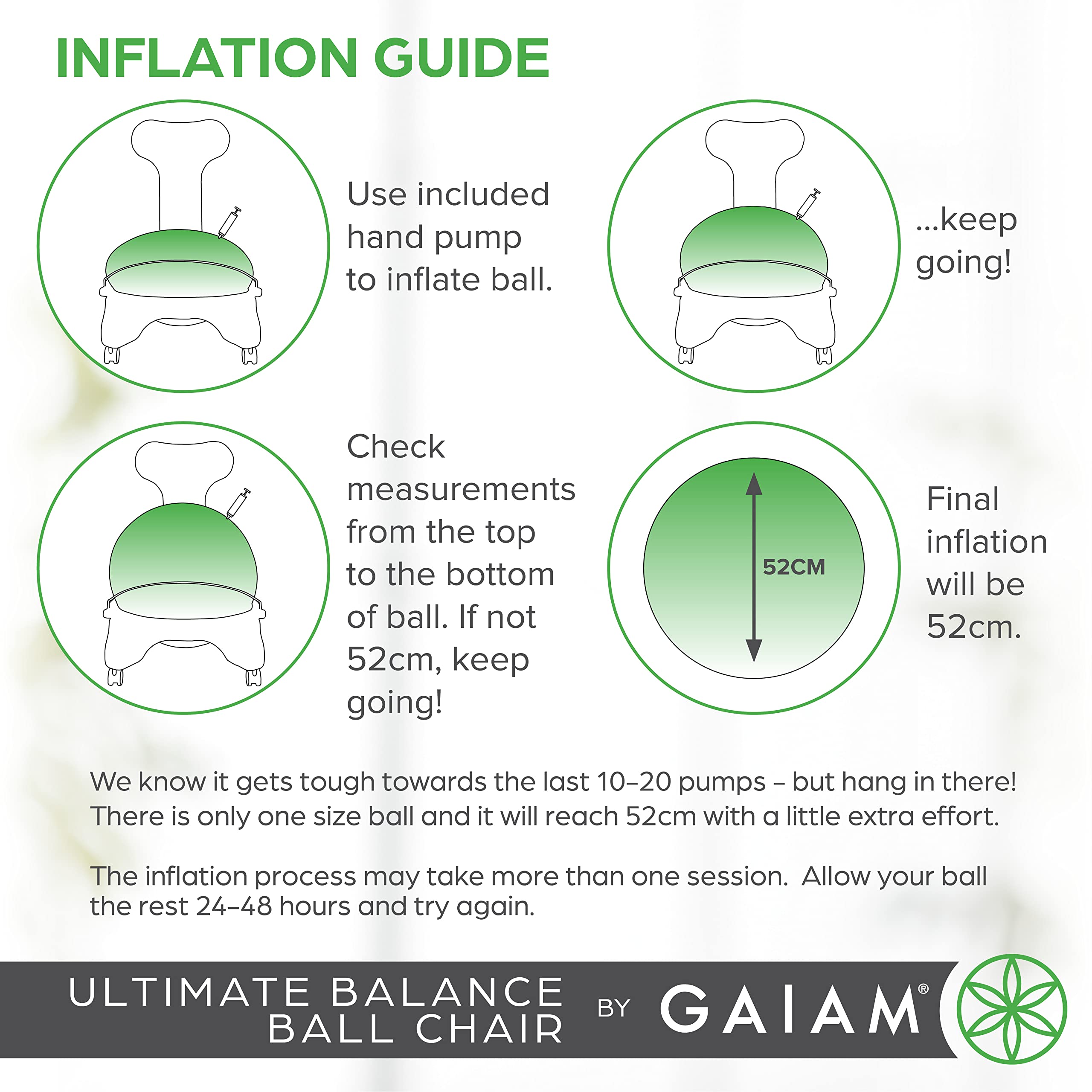 Gaiam Ultimate Balance Ball Chair (Standard or Swivel Base Option) - Premium Exercise Stability Yoga Ball Ergonomic Chair for Home and Office Desk - 52cm Anti-Burst Ball, Air Pump, Exercise Guide