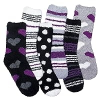 YSense 6 Pairs Women Fuzzy Fluffy Socks Cozy Slipper Socks Warm Soft Winter Plush Home Sleeping Socks Gifts