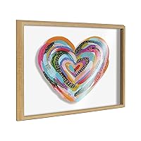 Blake Labyrinth Heart Framed Printed Glass Wall Art by Jessi Raulet of Ettavee, 18x24 Natural, Decorative Rainbow Heart Art for Wall