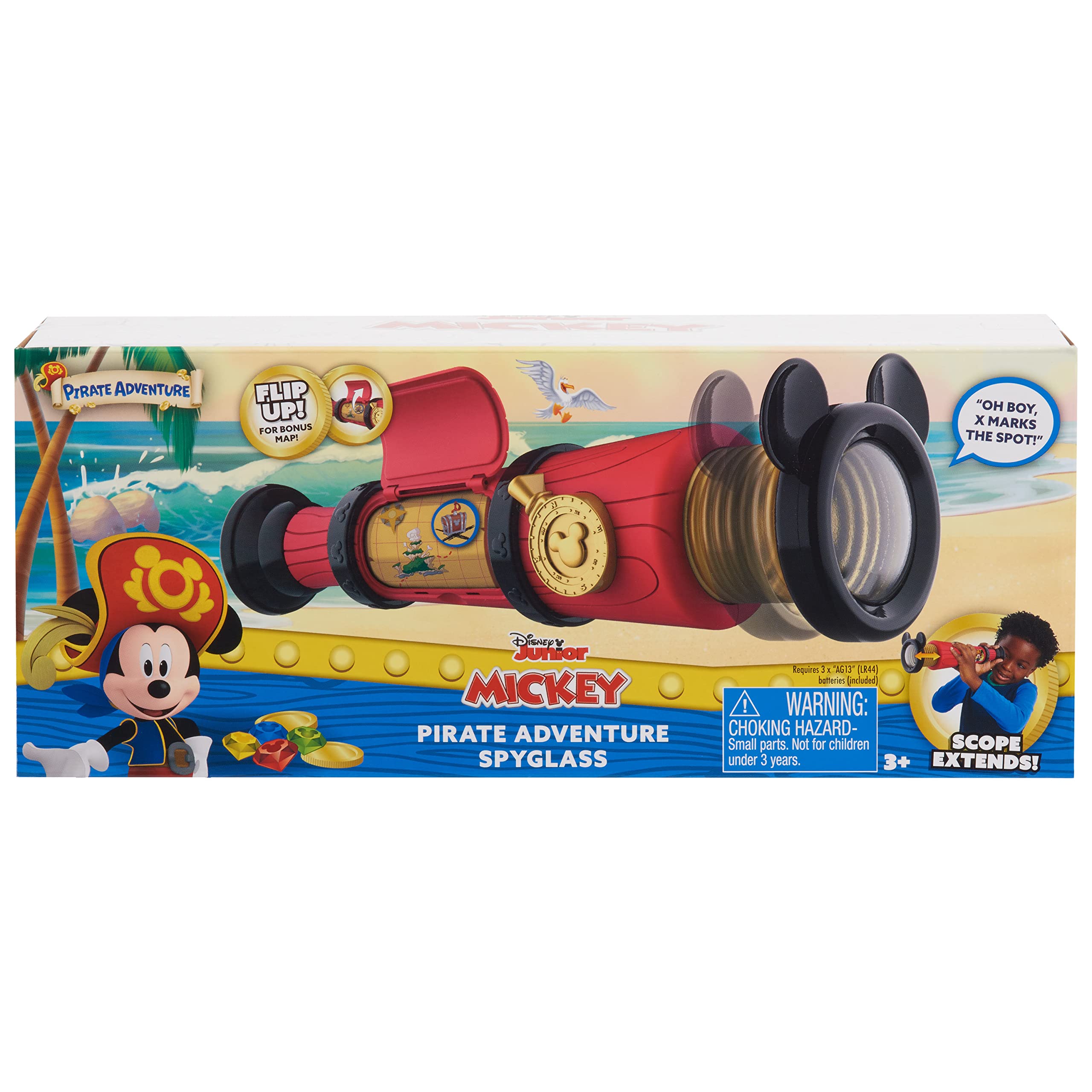 Disney Junior Mickey Mouse Adventure Spyglass With Sounds, Pirate Dress Up And Pretend Play, Officially Licensed Disney Kids Toys For Ages 3 Up