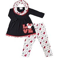 Boutique Clothing Girls Valentines Day Scarf Outfits - Love Hearts Top Leggings Scarf Set - Exclusive Designer Styles