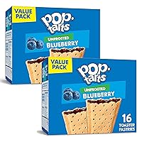 Pop Tarts Unfrosted Blueberry Flavour (2) Box SimplyComplete Bundle (32 Total) Kids Snack, Value Pack Snacking at Home School Office or with Family Friends