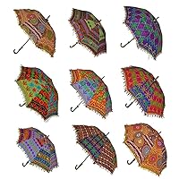 Marusthali Bohemian Handmade Design Cotton Multi Color Cotton Fashion Multi Colored Umbrella Embroidery Boho Umbrellas Parasol