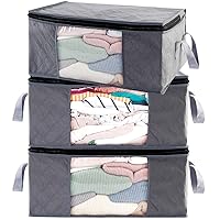 G01 Bins Bags Closet Organizers Sweater Clothes Storage Containers, 3pc Pack, Gray, 3 Count