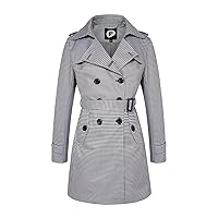 Women's Waterproof Trench Coat Double-Breasted Classic Lapel Petite Overcoat Belted Slim Outerwear Coat