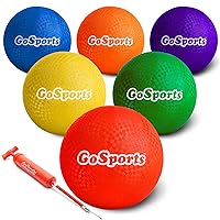 GoSports Playground Balls for Kids (Heavy Duty Set of 6) with Carry Bag and Ball Pump (Choose 8.5” or 10” Sizes)