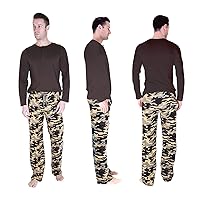 Cherokee Men's Pajama Set, Long Sleeve Cotton Top & Micro Fleece Pants, Breathable Cozy Loungewear