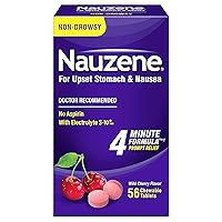 Dramamine Nausea Relief Ginger Chews 20 Count and Nauzene Upset Stomach Relief Wild Cherry Chewable Tablets 56 Count