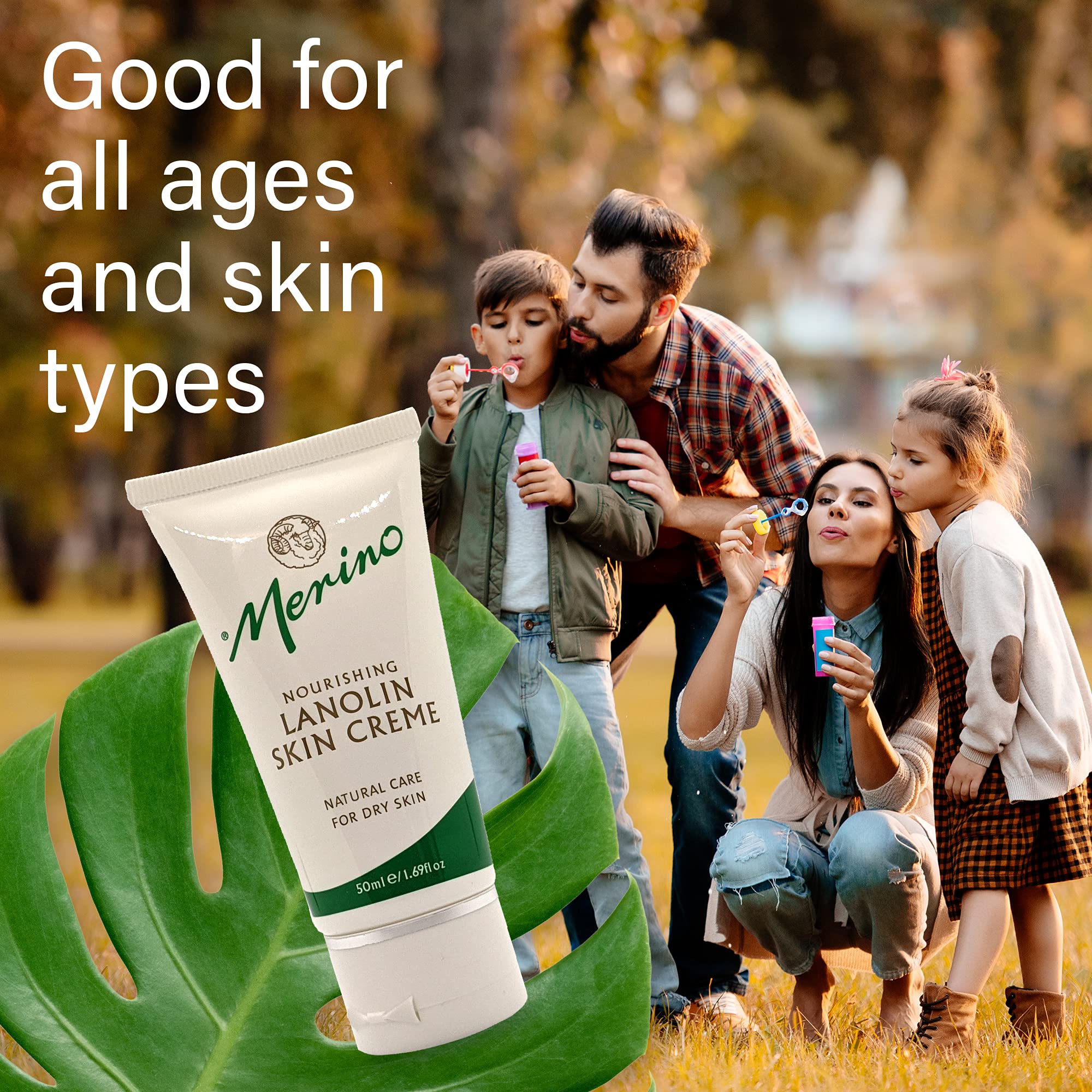 Merino Lanolin Cream Skin Care- Averts Stretch Mark Cream- Moisturizes Cracked Heel Repair, Hand Cream, Nipple Cream, Foot Cream, and Dry Skin (50g/1.7oz Tube)