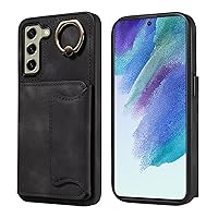 Wallet Case for Samsung Galaxy A34 5G,Premium PU Leather [3 Card Slots] ID Credit Holder [360°Rotatable Ring Holder Magnetic Kickstand] Shockproof Flip Cover Case for Women Men,Black