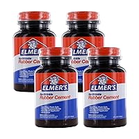 Elmer's No-Wrinkle Rubber Cement, Acid-Free, 4 Oz Bottle, Pack of 4