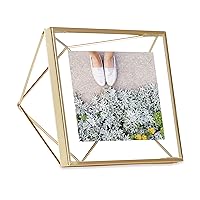 Umbra Prisma 4x4 Picture Frame for Desktop or Wall, Holds One, 4 by 4-Inch, Brass