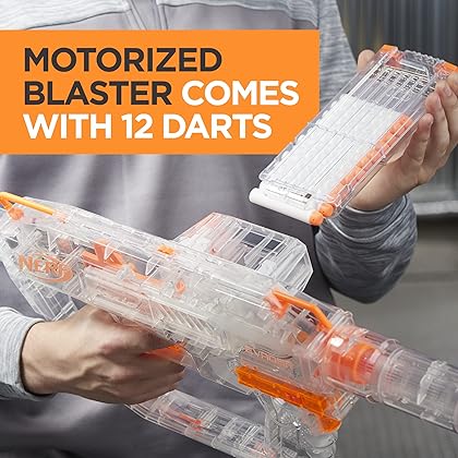NERF Modulus Ghost Ops Evader Motorized Blaster - Light-Up See-Through Blaster and Barrel Extension, Includes 12 Official Elite Darts (Amazon Exclusive)