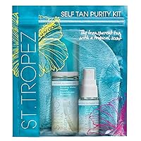 St.TropezZ Self Tan Purity Mini Kit, Travel Size, Bronzing Water Mousse 1.69 Fl Oz, Tanning Water Face Mist 0.47 Fl Oz and Applicator Mitt, Vegan, Natural & Cruelty Free