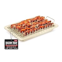 Bacon Tray - 2-Piece Set – Marble Coating - Durable, Non-Stick Cooking Tray for Bacon – White Stone Tray and Carbon Steel Rack