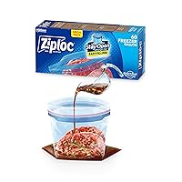 Ziploc Gallon Food Storage Freezer Bags, Stay Open Design with Stand-Up Bottom, Easy to Fill, 60 Count