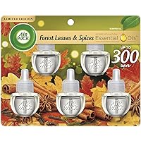 Air Wick Plug in Scented Oil Refill, 5ct, Forest Spice & Leaves, Fall Scent, Essential Oils, Air Freshener