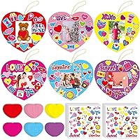 36 Sets Valentine 's Day Craft for Kids DIY Valentines Day Heart Picture Frame Craft Kit Valentine Photo Frame Craft and Arts Kit for Home Class Kindergarten Party Art Activity