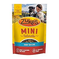 Zuke’s Mini Naturals Soft And Chewy Dog Treats For Training Pouch, Natural Treat Bites With Beef Recipe - 6.0 OZ Pouch