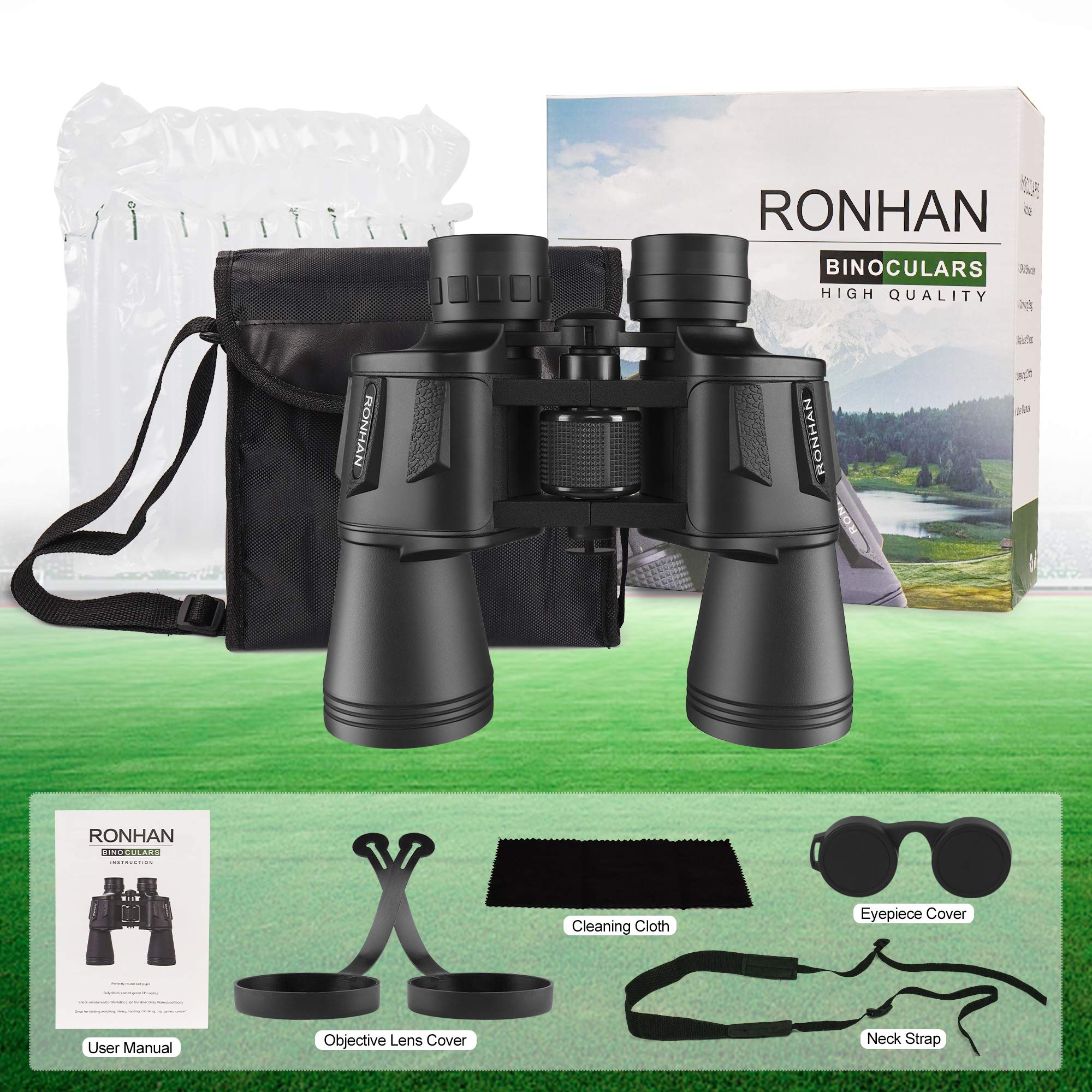 20x50 High Power Binoculars for Adults, Military Compact HD Professional/Daily Waterproof Binoculars Telescope for Bird Watching Travel Hunting Football Games Stargazing with Carrying Case and Strap