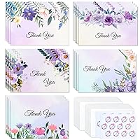 20 Pack Thank You Cards With Envelopes and Stickers, Premium 4x6 Inch Blank Thank You Card, 5 Designs for Wedding, Baby Shower, and Small Business(Floral)