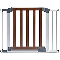 Munchkin® Auto Close Modern™ Pressure Mounted Baby Gate for Stairs, Hallways and Doors, Walk Through with Door, 2 x 40.5 x 29 inches, Dark Wood and Silver Metal