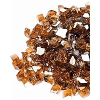 GASPRO 10 lbs Fire Glass for Propane Fire Pit, 1/2-Inch Reflective Fireplace Glass Rocks for Fire Pit Table, Copper