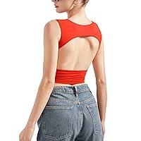 SUUKSESS Women Sexy Backless Tank Top Going Out Double Lined Y2k Basic Crop Tops