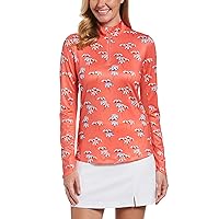 Callaway Women's Weather Series Swing Tech Sun Protection 1/4 Zip Long Sleeve Print Golf Shirt