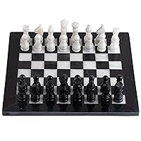 Marble Chess Set-Magnificent Handcrafted Board and Chess Pieces-15X15 inch Black White Classic